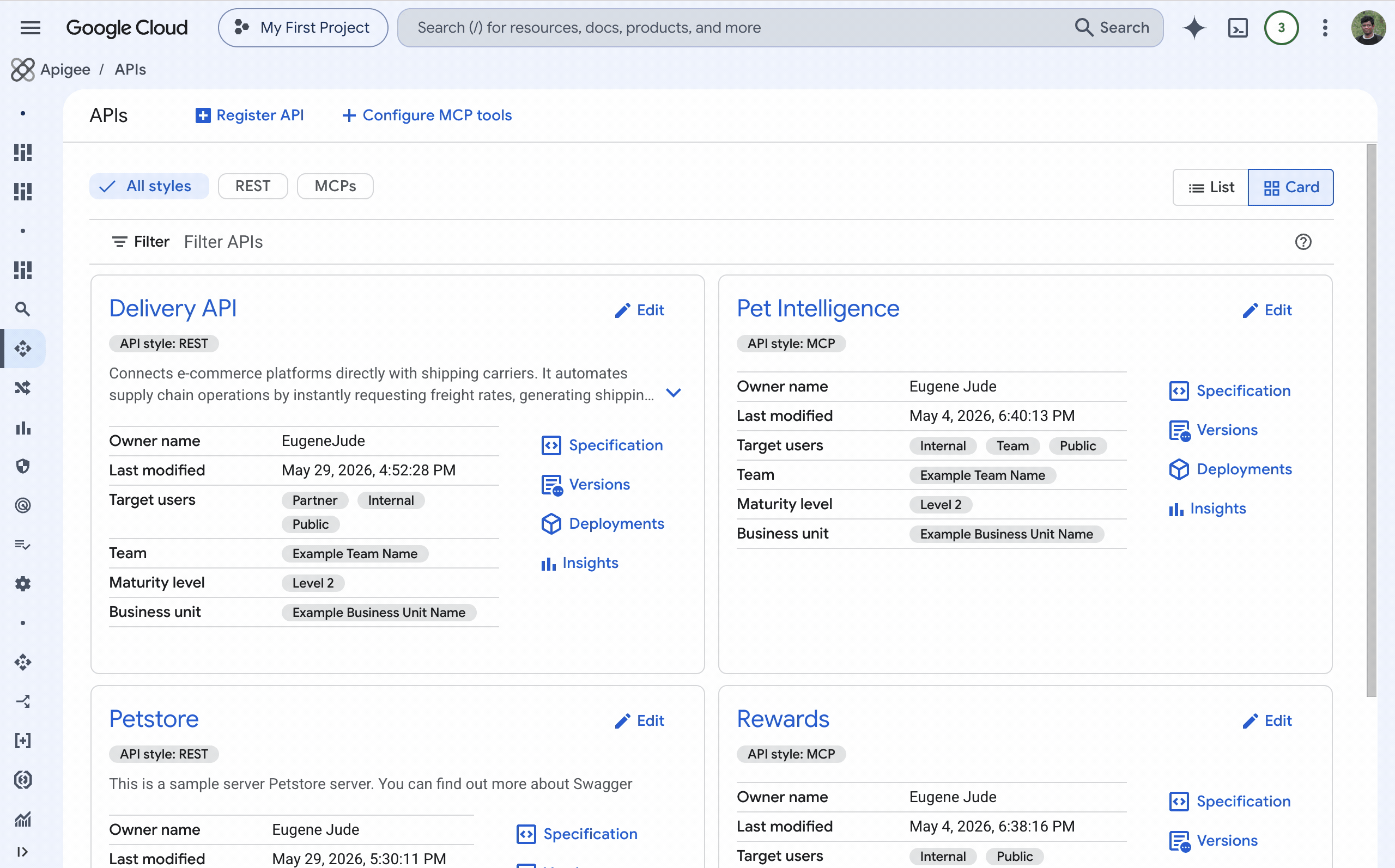 API hub catalog view