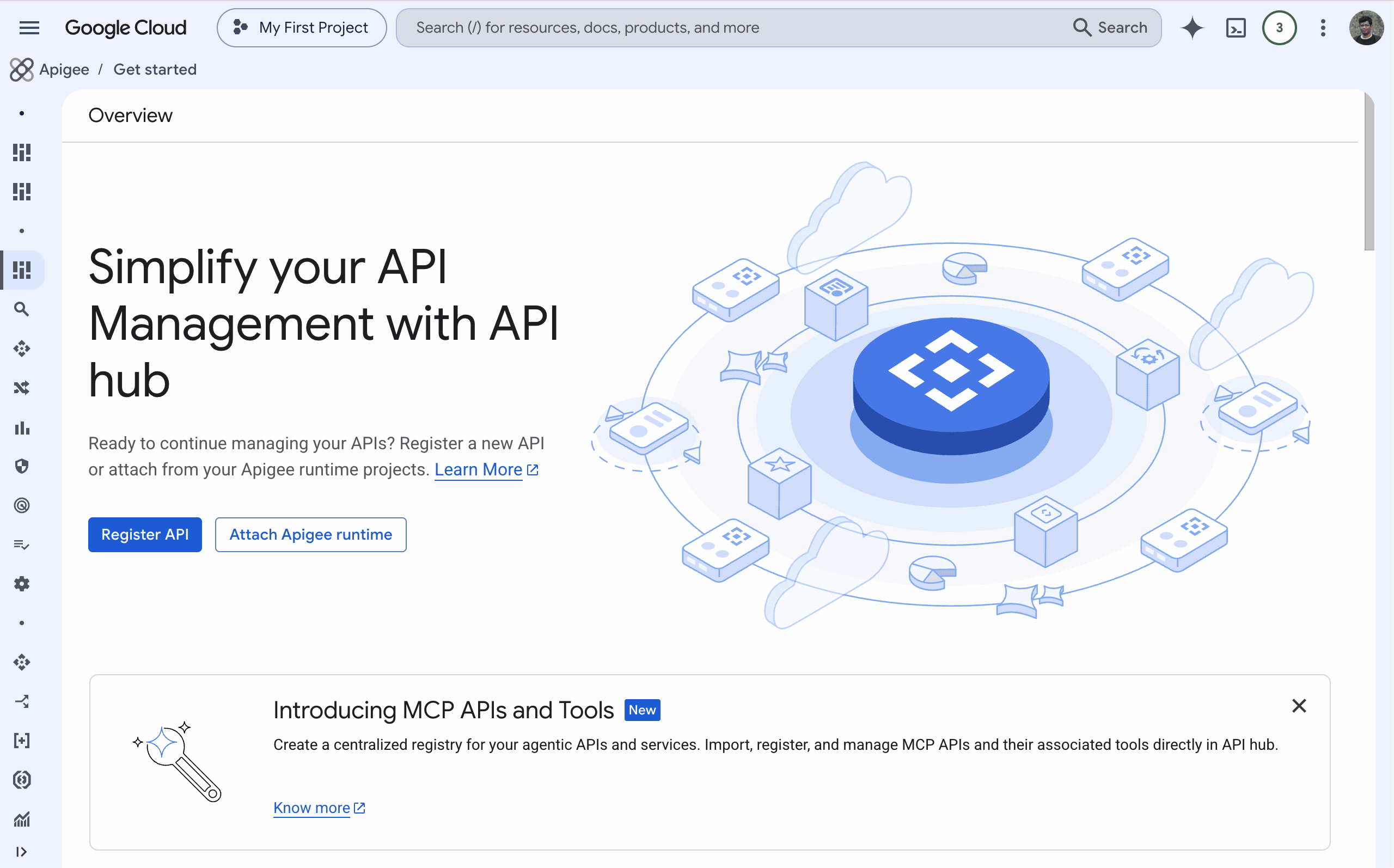 API hub with observability charts